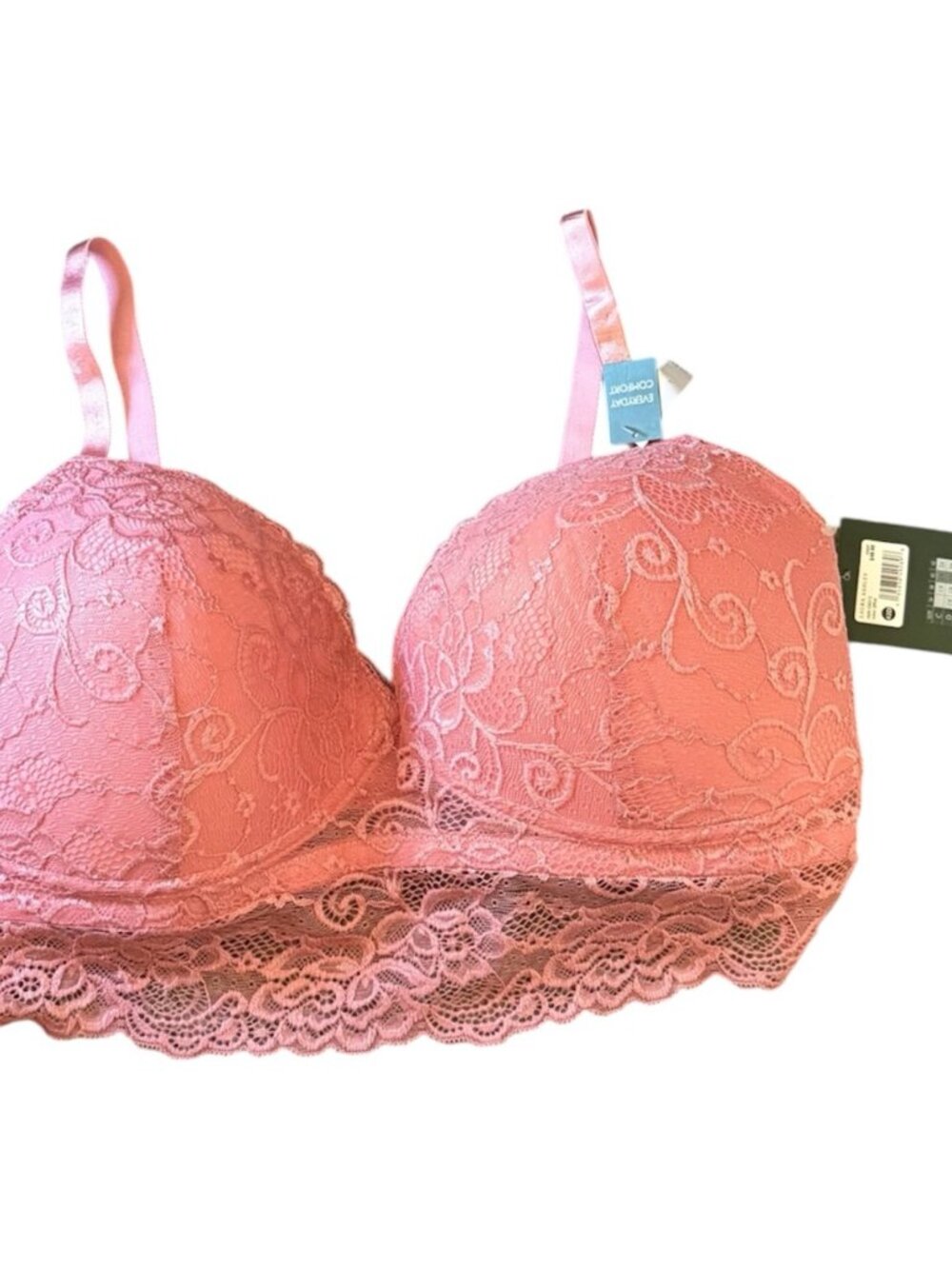 NWT Laura Ashley Pink Floral Lace Wire-Free Bra 42D